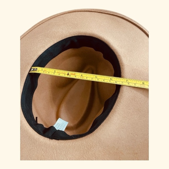 Wool Tan Fedora, Western, Fall, Winter Hat with Brown leather belt band. - Picture 10 of 13